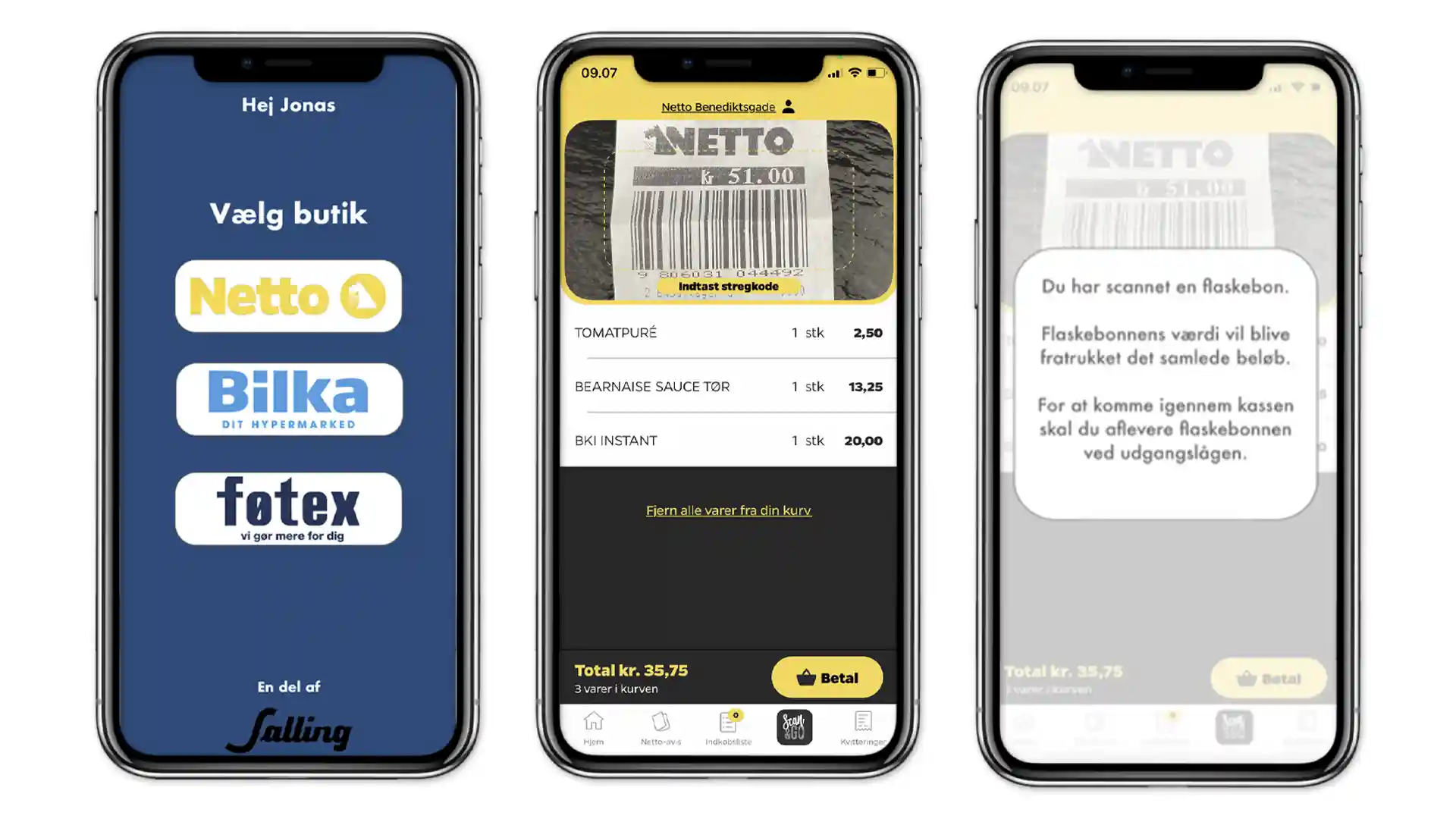 Mockup af en samlet Scan-og-betal-løsning