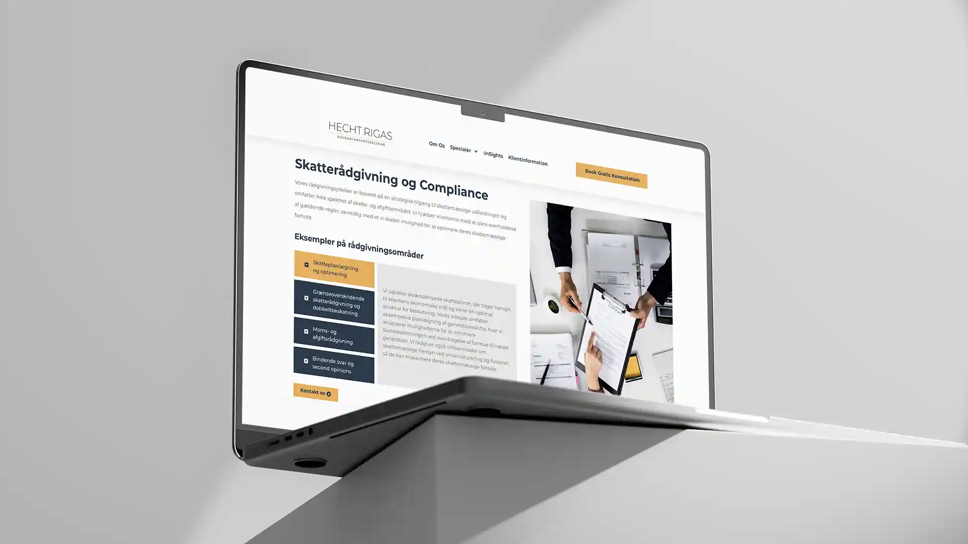 Et af specialernes landingsside